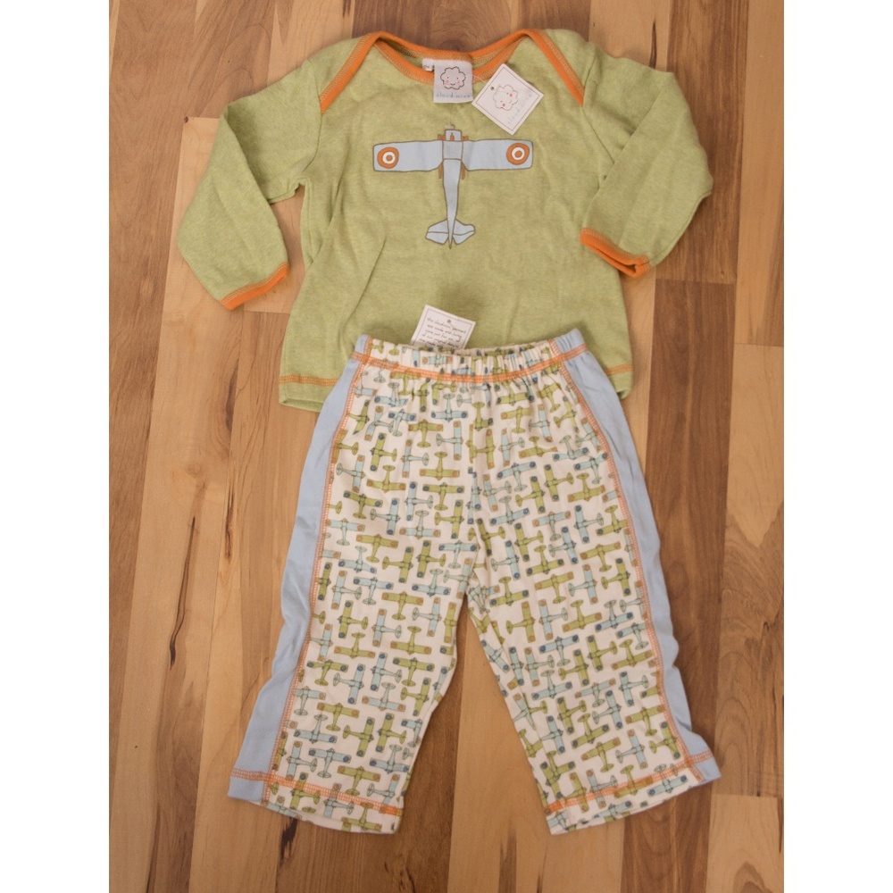 NWT Cloud Mine Boutique Airplane set sz 12 months